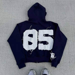 Sudaderas con Capucha de Felpa Gruesa 100% Algodón con Bordado Desgastado Personalizado, Sudaderas con Capucha de Felpa Francesa para Invierno - Product Image 3