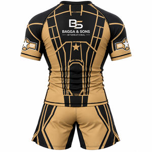 Ensemble de rashguard MMA personnalisé pour homme, noir et or, respirant, sans kimono, pour Jiu Jitsu BJJ, kit de grappling - Product Image 2