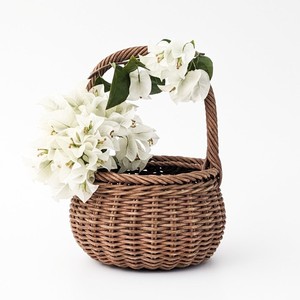 Handwoven rattan flower girl <b>basket</b> handle storage <b>baskets</b> present & fruit <b>display</b> containers - Product Image 6