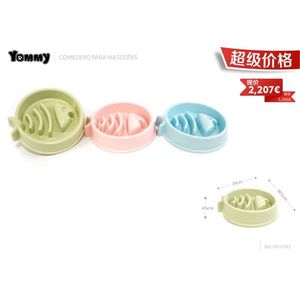 Tazón de Alimentación Lenta Yommy para Mascotas, 21 cm, Verde, Rosa, Azul, Plato Antideslizante para Comida de Mascotas - Product Image 1