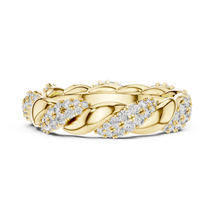 Conjunto de Anillos Apilables de Oro Amarillo de 18 Quilates con Diamantes Cultivados en Laboratorio de Corte Brillante, Chapado en Rodio, Certificado, Estilo ETERNITY ROPE BAND, para Fiestas - Product Image 4