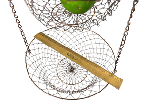 Vintage <b>Cast</b> Iron Wire Mesh Rectangle Hanging Baskets Wooden Handle Durable <b>Powder</b> Coated Finish Customizable Color Logo for - Product Image 4