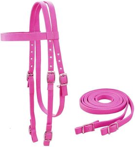 บังเหียนม้าไนลอนพร้อมสายบังเหียน สีดำ ม่วง ชมพู ดีไซน์สองชั้น - Product Image 5