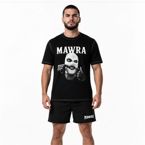 Mawra Martial Arts Custom Screen Print Balaclava Graphic T-Shirt <b>Mens</b> Streetwear <b>Black</b> Short Sleeve Cotton Tee Casual Urban Tops - Product Image 1