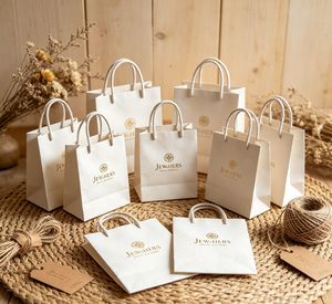 Sacs de shopping en papier de luxe personnalisés, impression de logo, personnalisation OEM/ODM, entièrement personnalisables, impression de surface en option - Vente en gros pour - Product Image 1