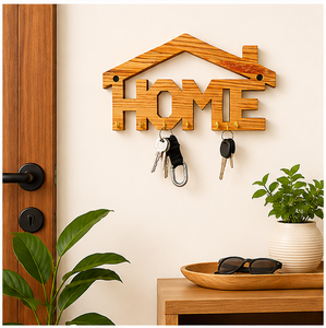 Custom Wall Mounted Wooden Key Holder <b>For</b> Home Decor Stylish House Shaped Entryway Organizer With 8 Sturdy Metal <b>Hooks</b> And Easy - Product Image 2