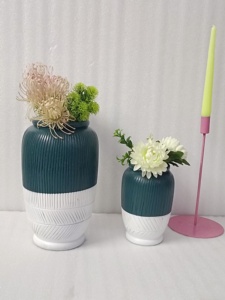 Décoration de maison et de jardin artisanale Grande ferme moderne Blanc et sarcelle Vendable 100% Vase indien en bois de manguier pots de fleurs et jardinières - Product Image 3