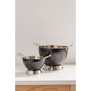 Colador moderno de acero inoxidable con doble asa, cesta cuadrada para lavar arroz, verduras y fideos. - Product Image 3