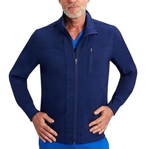 Blouse médicale zippée pour hommes en polyester et coton, fermeture éclair, manches longues, poches avant, qualité supérieure - Product Image 1