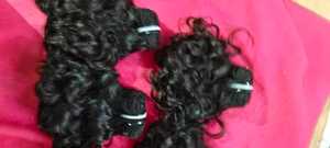 Bouncy <b>Curly</b> Raw Human Hair Drawstring Machine Double Weft 30 Inches Thick Natural Texture <b>Extensions</b> - Product Image 4