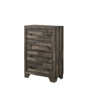 Cassettiera Rustica a Quattro Cassetti, 1 Pezzo, Finitura Marrone Grigio, Mobili per Camera da Letto in Legno - Product Image 1