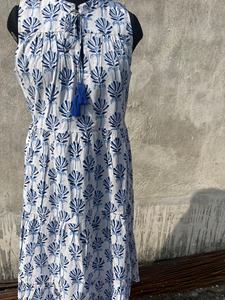 Vestido indio con estampado floral hecho a mano, 100% algodón, túnica larga con borlas, estilo casual, vestido bordado para mujer - Product Image 2