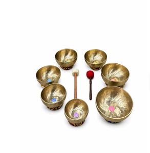 Juego de Cuencos Cantores de Metal Dorado Hechos a Mano, Cuencos Redondos para Terapia de Sonido y Meditación con Mazo, para Decoración del Hogar, a Bajo Precio - Product Image 5