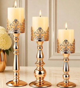 Premium Set Of 3 Lavish <b>Candle</b> Stands Elegant Decorative Holders Perfect For Living Room Styling And Gifting Purpose From India - Product Image 6