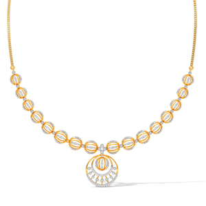 Collar de diamantes con estación de bola en forma de jaula ornamentada - Product Image 1
