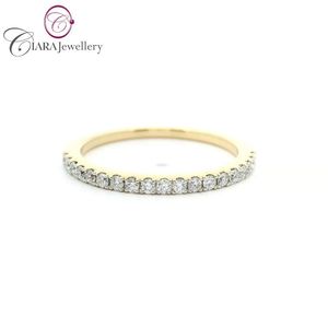 CLASSIC 18K AU750 SOILD YELLOW GOLD NATURAL DIAMOND WOMAN RING <b>WEDDING</b> BAND - Product Image 1
