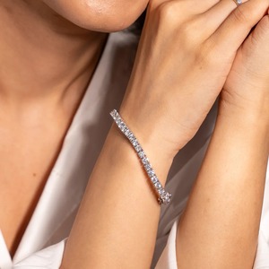 18K Yellow Gold Plated CZ Diamond Tennis Bracelet 4 Prong Setting Luxury Statement Bracelet WomEN Women Wholesale MOQ 1 Piece - Product Image 6