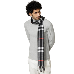 Écharpe longue en laine à carreaux pour homme, isolation thermique, écharpe classique tricotée pour l'hiver, pour adulte - Product Image 4