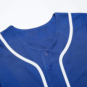Camiseta de Béisbol Azul Rey con Ribete Blanco en Contraste, Ropa Deportiva Personalizada para Equipos, Camisa Deportiva con Botones - Product Image 5