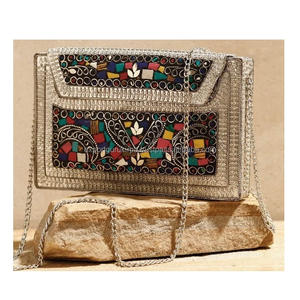 Mosaico estilo indio bohemio bolsos de mensajero de lujo de noche bolso de mano de Metal mujeres Boho boda hecho a mano bolsos al por mayor - Product Image 6