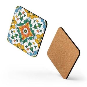 Custom Print Mandala Retro Coffee Coaster Mdf Cork Placemats Light <b>Blue</b> for Dining <b>Table</b> Luxury - Product Image 1
