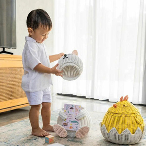 Handwoven Wicker Bunny <b>Basket</b> for Kids <b>Easter</b> Toy Storage Nursery Decor Cute Rabbit Organizer Baby Room Hamper and <b>Gift</b> - Product Image 5