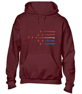 2026 Men's Red Fighter Jets Solid Polyester/Cotton Pullover Hoodie 3D Embroidered Applique Plain Dyed Breathable Cool Winter - Product Image 1