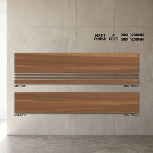 กระเบื้องปูพื้นขั้นบันไดพอร์ซเลนแบบสองชั้น ขนาด 1200x300 มม. และ 1200x200 มม. - สีเทาเข้มด้าน ป้องกันการลื่น สำหรับบันได - Product Image 4