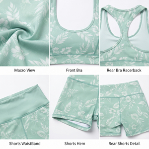 Women Floral Printed Sports Shorts Set Breathable <b>Gym</b> Workout Bra High Support Compression Shorts <b>Ladies</b> Shorts Yoga 2 Piece Set - Product Image 6