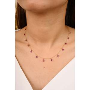 18K Solid Yellow Gold <b>Ruby</b> Station <b>Necklace</b> - Product Image 4