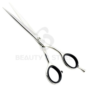 Professional Stainless Steel Hair Cutting Scissors with Sharp Straight Blades and Black Comfort Finger <b>Ring</b> Grips - Product Image 3
