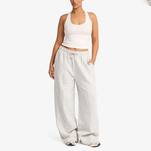 Pantalon de jogging décontracté gris clair pour homme, coupe large, taille élastique avec cordon de serrage, en tissu tricoté respirant, idéal pour le printemps - Product Image 2