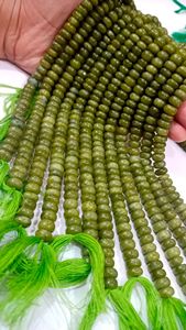 Perles Rondelles Simples en Vessonite Naturelle Grenat Vert 8mm Eminent Jewel, Fil de 8 Pouces de Longueur Vendu - Product Image 2
