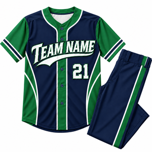 Ensemble uniforme de baseball pour hommes, manches courtes, 100 % polyester, évacuation de l'humidité, personnalisable, toutes saisons, maillot et pantalon imprimés avec le nom de l'équipe - Product Image 1