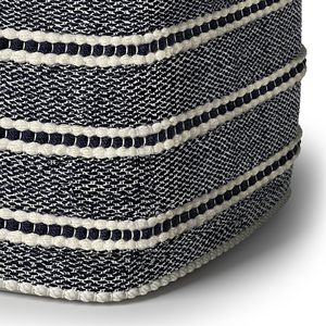 Corrie Square Woven Navy/White <b>Pouf</b> Versatile Indoor/Outdoor Furniture - Product Image 4