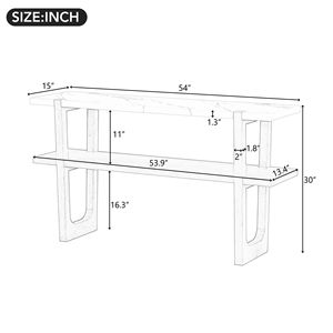 Elegant Retro <b>Console</b> <b>Table</b> with Versatile Storage Solutions <b>Marble</b> Effect <b>Top</b> for Entryway and Living Room - Product Image 4