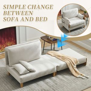 Divano Letto Reclinabile 3-in-1 Convertibile Stile Mid-Century Moderno, Adatto per Piccoli Spazi, con Tre Cuscini - Product Image 3