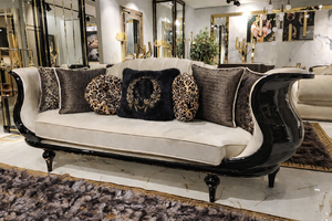 Juego de Sofás Inflables de Tres Plazas de Madera de Teca de Lujo con Acabado Negro Elegante de Primera Calidad, DST Exports, Hecho a Medida, Venta de Fábrica Moderna - Product Image 3