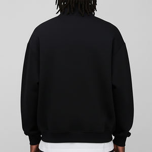 <b>Full</b> <b>Zip</b> Up Stand Collar 100% Cotton Oversized Embroidered Mock Neck Sweatshirt Men's Pullover <b>Jumper</b> - Product Image 5