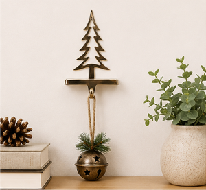 Luxury Gold Metal Christmas Tree <b>Stocking</b> <b>Holder</b> For Fireplace Mantel Weighted Base <b>Stocking</b> Hanger With Modern Hollow Design - Product Image 2
