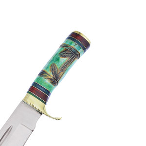 Couteau Bowie en acier inoxydable à lame fixe pour le camping en plein air, la chasse, le bushcraft, équipement utilitaire avec étui en cuir - Product Image 6