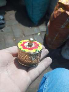 Brass Pichwai Art Sindoor Dibbi for Indian Wedding Bride Pooja Room Use Traditional Kumkum <b>Box</b> Handmade <b>Gift</b> - Product Image 2