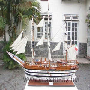 AMERIGO 140CM Modèle de voilier en bois fait main, pièce d'art de collection, décoration sur le thème de l'océan, style antique, Vietnam Gia Nhien - Product Image 1