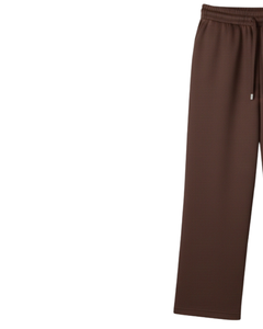 Pantalon de survêtement marron chocolat à jambes larges pour femme, taille élastique avec cordon de serrage, décontracté, coupe ample, fabrication sur mesure en gros - Product Image 3