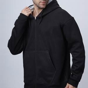 Custom <b>Men</b>’s Black Full Zip Hoodie with Contrast <b>Grey</b> Hood Lining and Split Kangaroo Pockets Casual Sweatshirt - Product Image 3