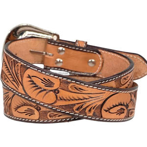 Cinturón de vaquero de cuero occidental con herramientas florales de último diseño duradero fuerte cosido cinturón de herramientas de cuero occidental de moda para hombres - Product Image 6