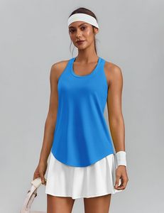 Débardeur élégant pour femme, sans manches, décontracté, pour l'été, en tissu côtelé extensible, respirant, écologique, séchage rapide, col rond avec nœud - Product Image 1
