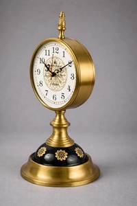 Horloge de bureau en acier inoxydable très demandée, forme circulaire, chiffres romains, mouvement à quartz silencieux, sans tic-tac, sonnerie horaire - Product Image 4