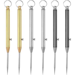 Portable 6-Piece Titanium <b>Toothpicks</b> Reusable Stainless Steel <b>Toothpick</b> Holder with Travel Keychain Oral Care Accessory - Product Image 1