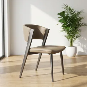 Chaise de salle à manger moderne de luxe à dossier haut avec housse amovible, siège rembourré, structure métallique pour restaurant, café, hôtel et usage domestique en extérieur - Product Image 1
